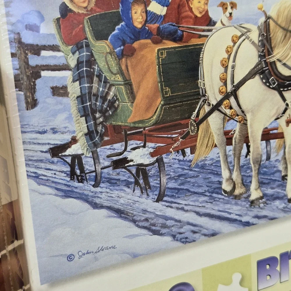 NEW SEALED Family Sleigh Ride Jigsaw Puzzle John Sloane 1000 Pc Bits and Pieces‎